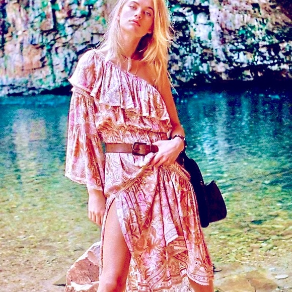 🌺🎉HP🎉🌺 NWT Spell & The Gypsy Jungle One Shoulder Dress - Picture 2 of 16